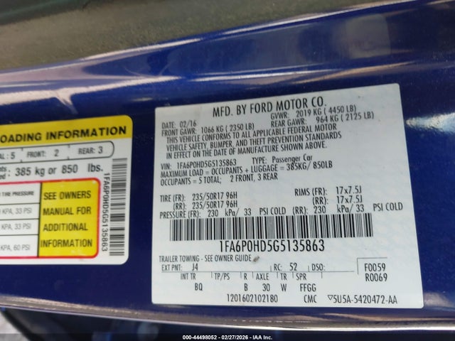 Ford FUSION SE 2016 1FA6P0HD5G5135863 Image 9