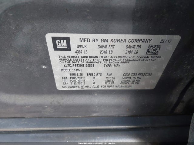 Chevrolet Trax Lt 2017 KL7CJPSBXHB170574 Image 9