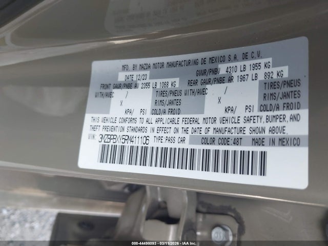 Продажа на аукционе авто 2024 Mazda Mazda3 2.5 Carbon Turbo, vin: 3MZBPBXY5RM411106, номер лота: 44498093