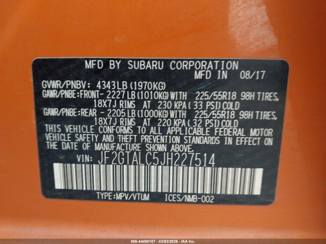 2018 SUBARU CROSSTREK JF2GTALC5JH227514 Photo 8