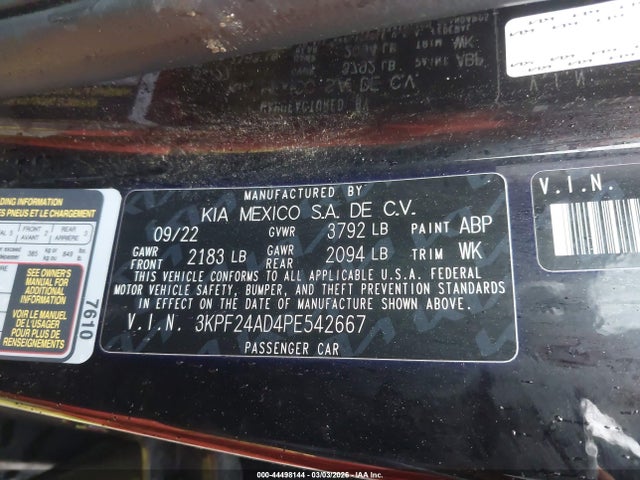 3KPF24AD4PE542667 KIA Forte Lxs