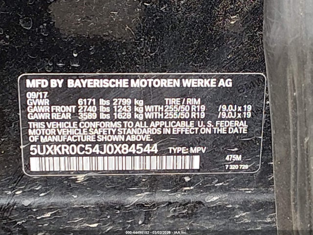 Aukcja sprzedaży 2018 Bmw X5 Xdrive35i, vin: 5UXKR0C54J0X84544, numer aukcji: 44498152