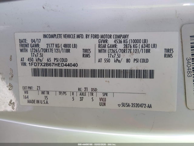 1FD7X2B67HED44040 Ford F-250 Xl