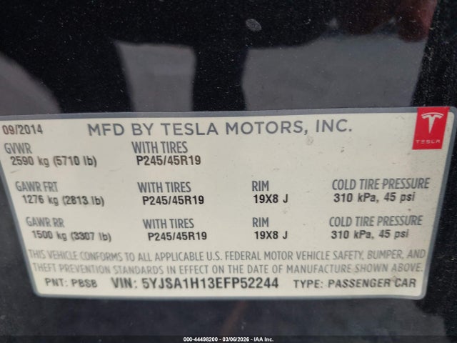 2014 TESLA MODEL S 5YJSA1H13EFP52244 Photo 8
