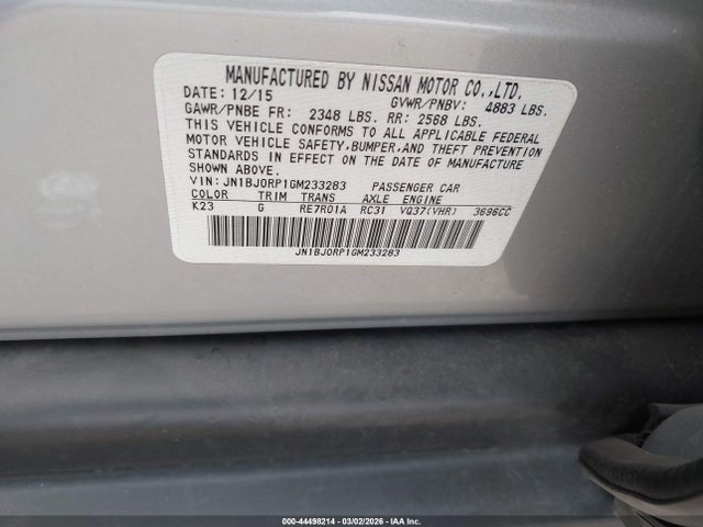 2016 Infiniti Qx50 მანქანა იყიდება აუქციონზე, vin: JN1BJ0RP1GM233283, აუქციონის ნომერი: 44498214