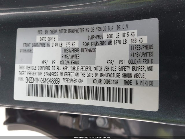 3MZBM1M73GM248869 Mazda Mazda3 I Touring