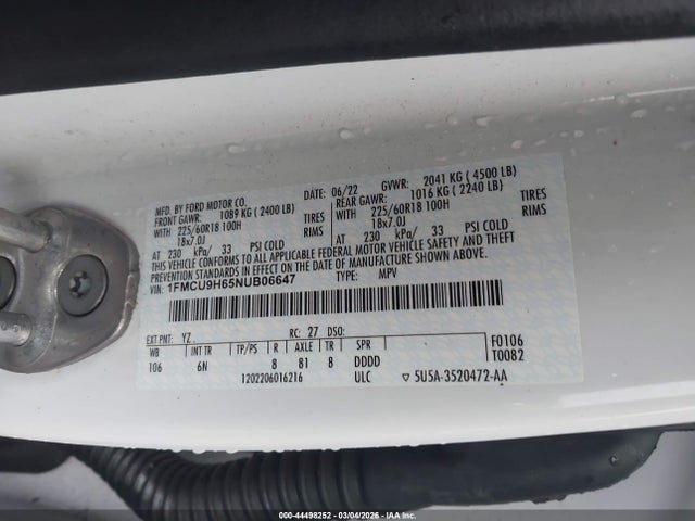 2022 FORD ESCAPE 1FMCU9H65NUB06647 Photo 8