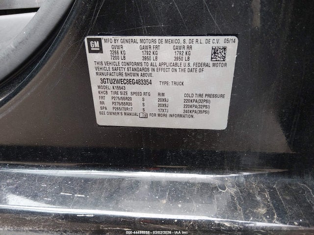 44498258 :رقم المزاد ، 3GTU2WEC8EG483354 vin ، 2014 Gmc Sierra 1500 Denali مزاد بيع