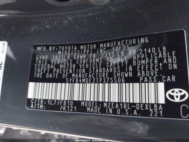 Toyota COROLLA LE 2026 5YFB4MDE2TP375506 Image 9