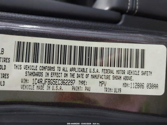 Jeep Grand Cherokee Limited 2014 1C4RJFBG5EC362297 Image 9