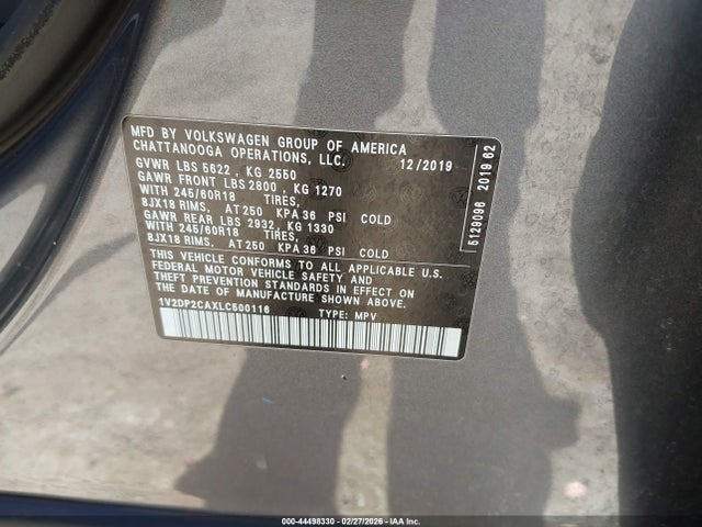 2020 VOLKSWAGEN ATLAS 1V2DP2CAXLC500116 Photo 8
