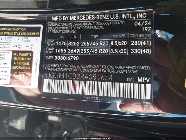 4JGGM1CB2RA051654 Mercedes-Benz Eqe 350 Suv 4matic