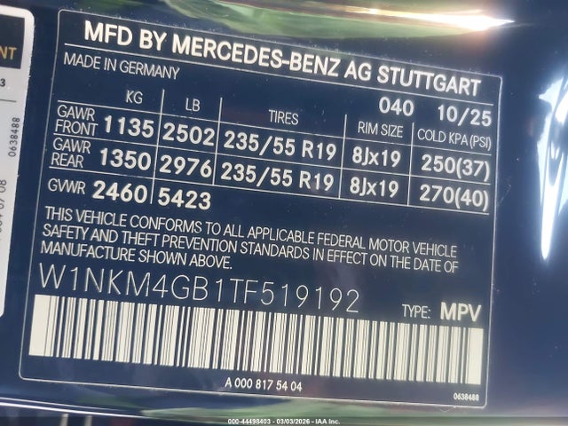 W1NKM4GB1TF519192 Mercedes-Benz GLC 300