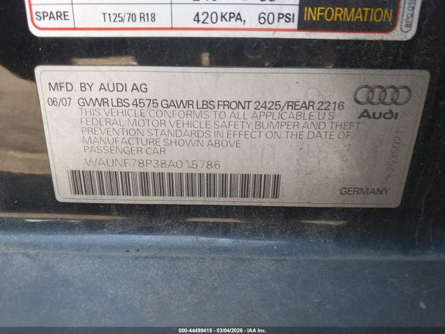 2008 AUDI A3 WAUNF78P38A015786 Photo 8