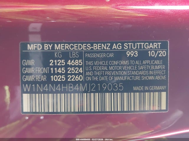 W1N4N4HB4MJ219035 Mercedes-Benz Gla 250 4matic