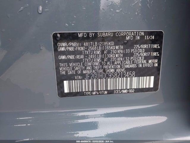 Aukcja sprzedaży 2025 Subaru Crosstrek Premium, vin: JF2GUHDC9S8213458, numer aukcji: 44498476