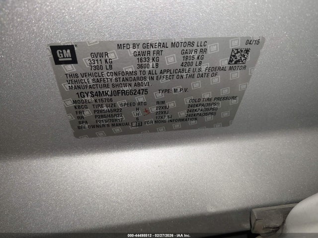 2015 CADILLAC ESCALADE 1GYS4MKJ0FR662475 Photo 8