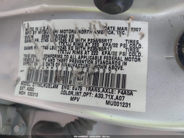 2007 MITSUBISHI ENDEAVOR 4A4MM31S37E073957 Photo 8