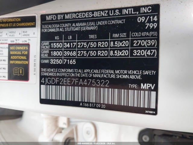 2015 MERCEDES-BENZ GL 350 BLUETEC 4JGDF2EE7FA475322 Photo 8