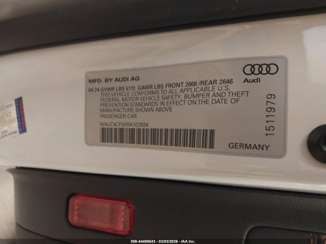 2024 AUDI S5 SPORTBACK WAUC4CF5XRA102934 Photo 8