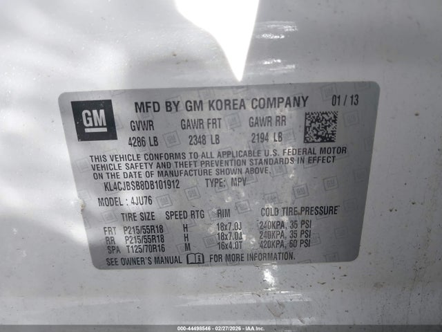 Aukcja sprzedaży 2013 Buick Encore Convenience, vin: KL4CJBSB8DB101912, numer aukcji: 44498546
