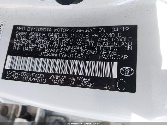 2019 TOYOTA PRIUS PRIME JTDKARFP6K3118246 Photo 8
