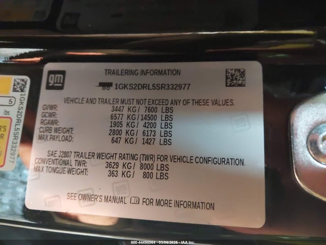 Продаж на аукціоні авто 2025 Gmc Yukon 4wd Denali, vin: 1GKS2DRL5SR332977, номер лоту: 44498564