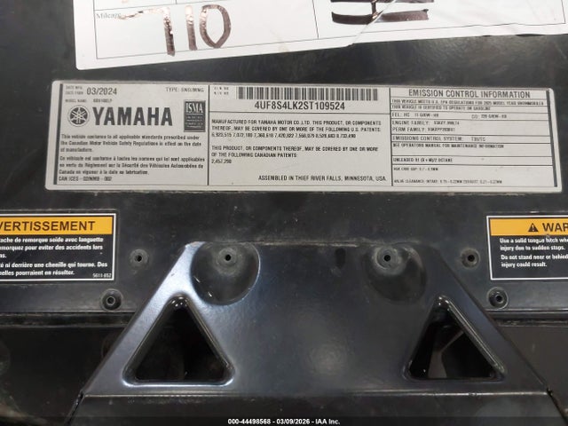 Aukcja sprzedaży 2025 Yama Sidewinder, vin: 4UF8S4LK2ST109524, numer aukcji: 44498568
