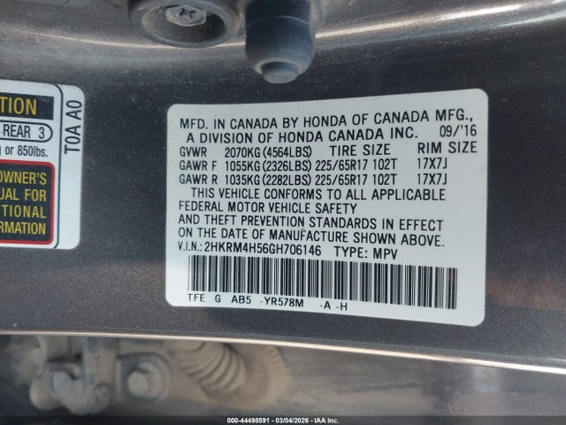 Honda CR-V EX 2016 2HKRM4H56GH706146 Image 9