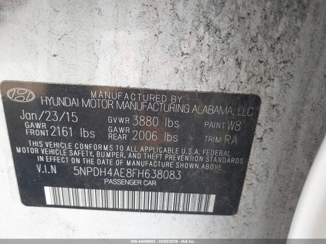 Hyundai ELANTRA SE 2015 5NPDH4AE8FH638083 Image 9