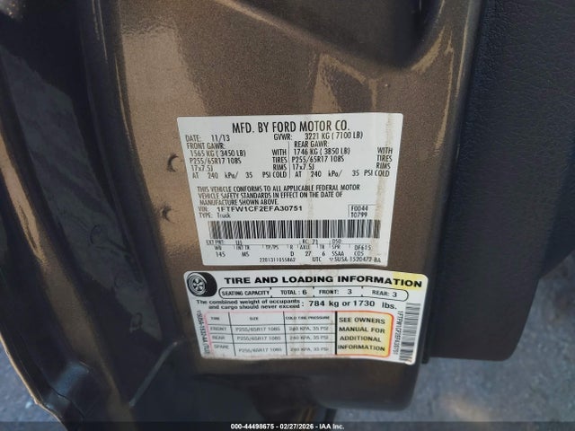 Ford F-150 Xlt 2014 1FTFW1CF2EFA30751 Image 9