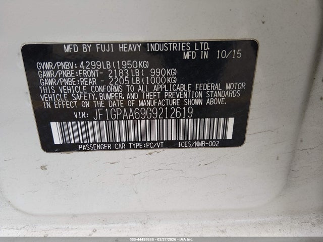 Subaru Impreza 2.0i 2016 JF1GPAA69G9212619 Image 9