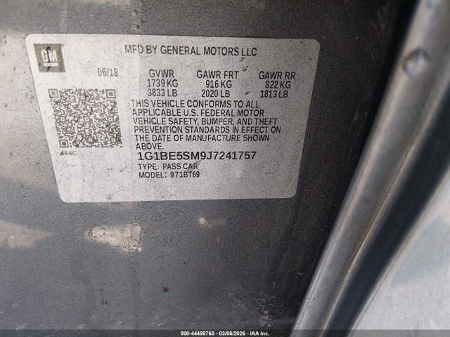1G1BE5SM9J7241757 Chevrolet Cruze Lt Auto