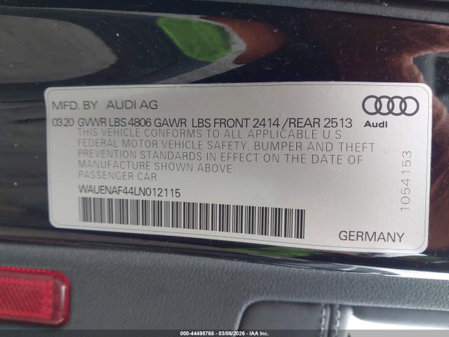 Продаж на аукціоні авто 2020 Audi A4 Premium Plus 45 Tfsi Quattro S Tronic, vin: WAUENAF44LN012115, номер лоту: 44498768