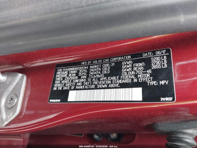 YV449MRRXH2205144 Volvo Xc60 T6 Dynamic