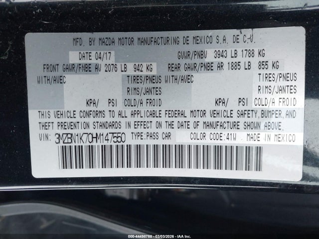 2017 MAZDA MAZDA3 3MZBN1K70HM147550 Photo 8