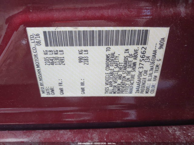 Nissan Maxima 3.5 Sv 2017 1N4AA6AP0HC375662 Image 9