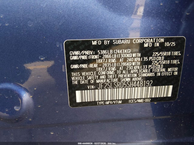 Продажа на аукционе авто 2025 Subaru Forester Limited Hybrid, vin: JF2SLSRD5SH448192, номер лота: 44498826