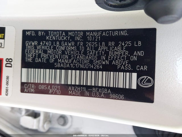 2022 LEXUS ES 300H 58ADA1C17NU014264 Photo 8