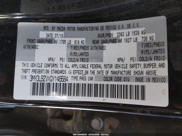 3MYDLBZVXGY146684 Scion IA