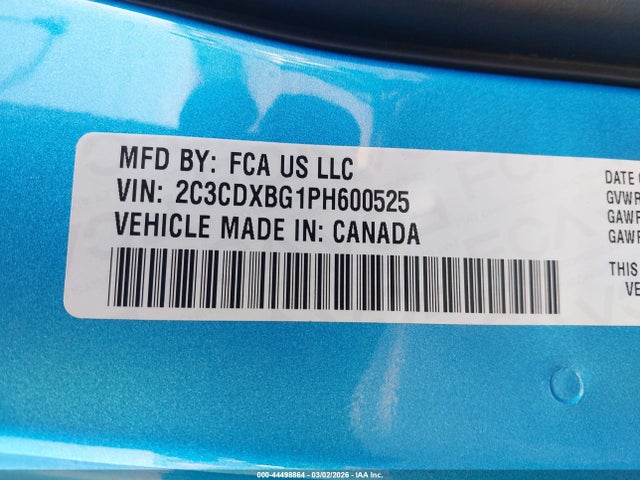 2C3CDXBG1PH600525 Dodge Charger Sxt