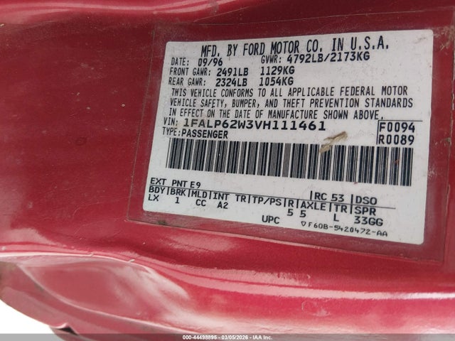 Продаж на аукціоні авто 1997 Ford Thunderbird Lx, vin: 1FALP62W3VH111461, номер лоту: 44498895