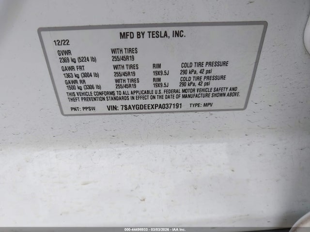 2023 TESLA MODEL Y 7SAYGDEEXPA037191 Photo 8
