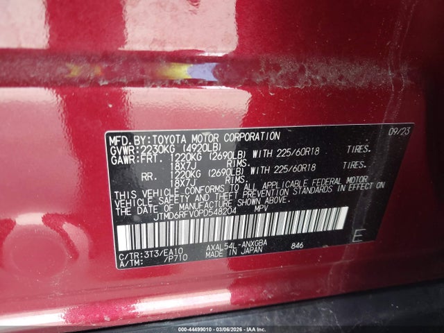 44499010 :رقم المزاد ، JTMD6RFV0PD548204 vin ، 2023 Toyota Rav4 Hybrid Limited مزاد بيع