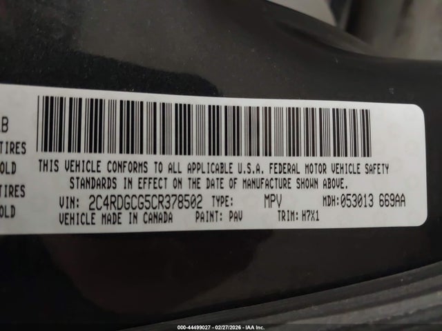Продажа на аукционе авто 2012 Chrysler Town & Country Touring, vin: 2C4RC1BGXCR240147, номер лота: 44499027