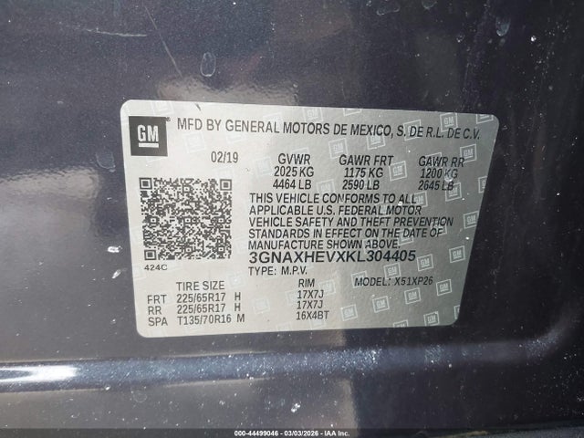 3GNAXHEVXKL304405 Chevrolet EQUINOX LS
