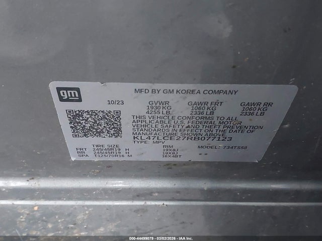 44499079 :رقم المزاد ، KL47LCE27RB077123 vin ، 2024 Buick Envista Avenir Fwd مزاد بيع
