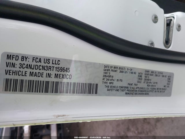 Продажа на аукционе авто 2024 Jeep Compass Limited 4x4, vin: 3C4NJDCN3RT159645, номер лота: 44499097