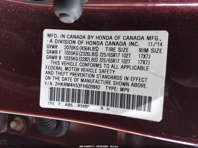 2HKRM4H53FH609842 Honda CR-V EX