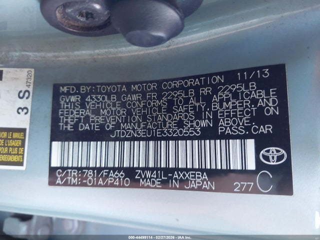 JTDZN3EU1E3320553 Toyota Prius V Three